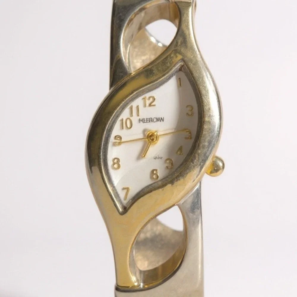 Women's Persona Two Tone Silver Gold Tone Link Bracelet Watch Oval Face‎